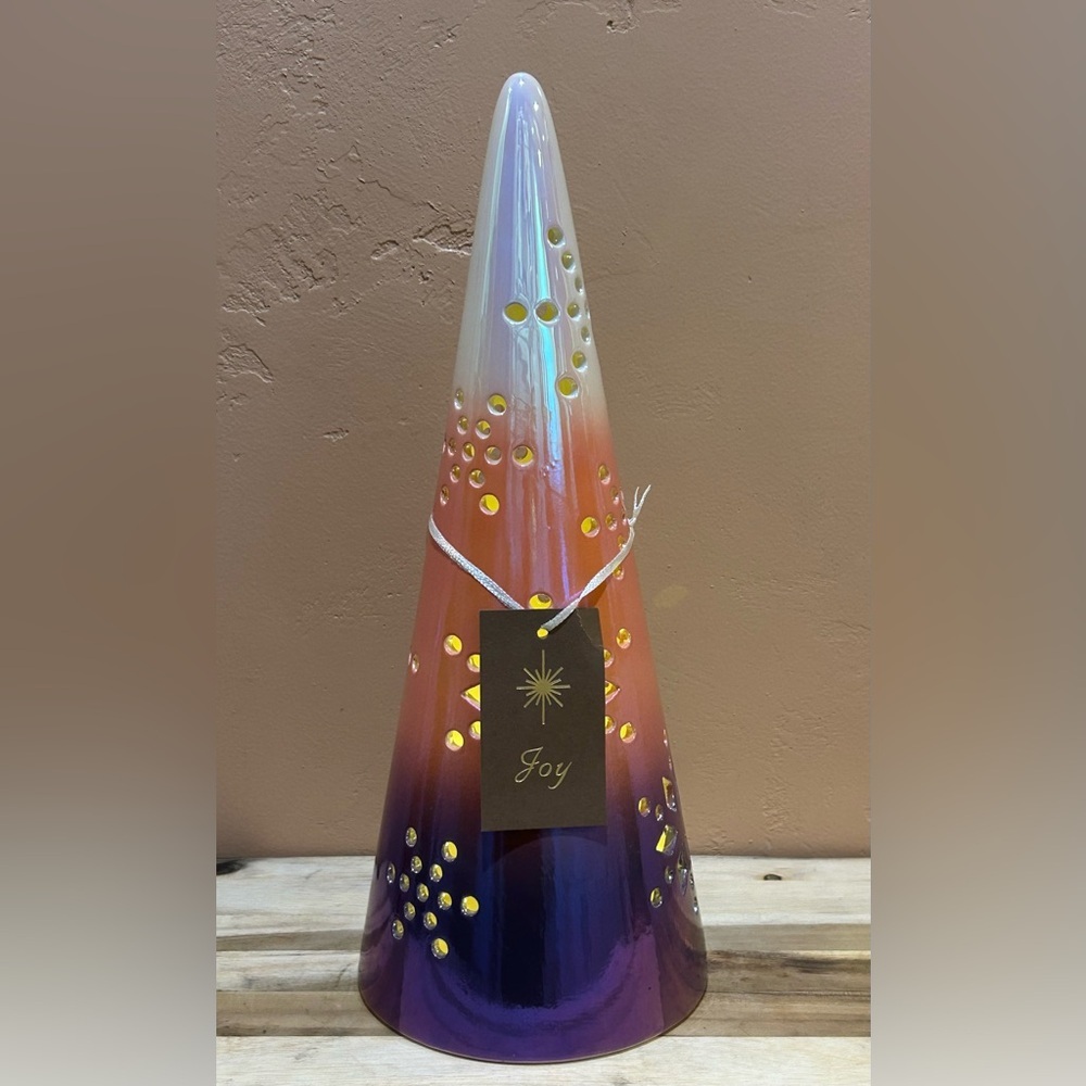 Brand New 15” Light Up Ceramic Christmas Tree Ombré Design Made By Joy NWTS